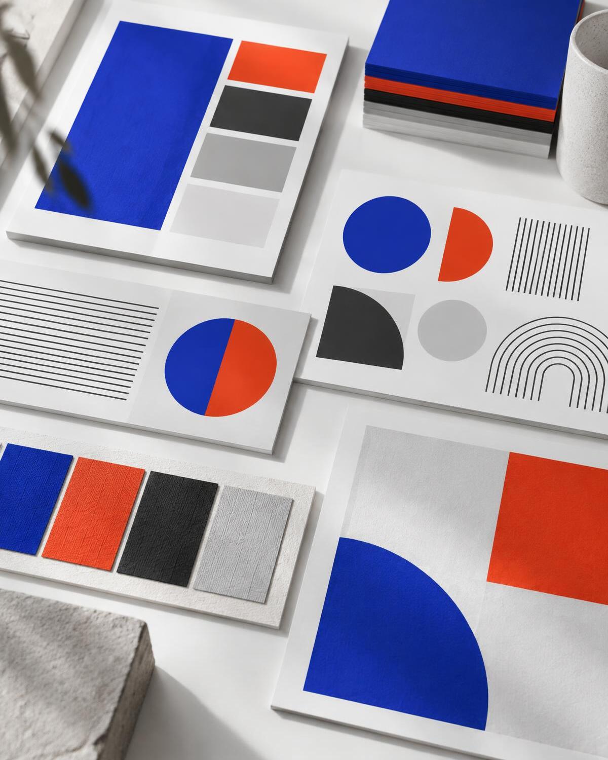 Brand colour and abstract typography swatch boards